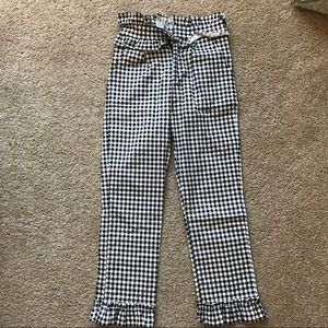 Gingham ruffle pants